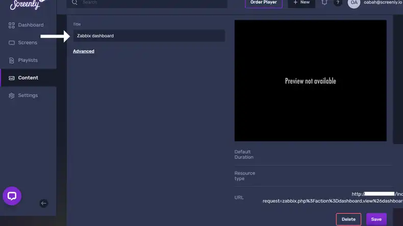 The Zabbix content page