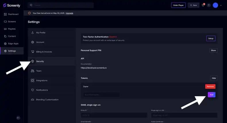 How to get a Screenly API key.