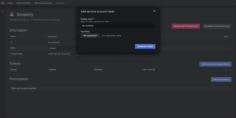Generate Service Account Token