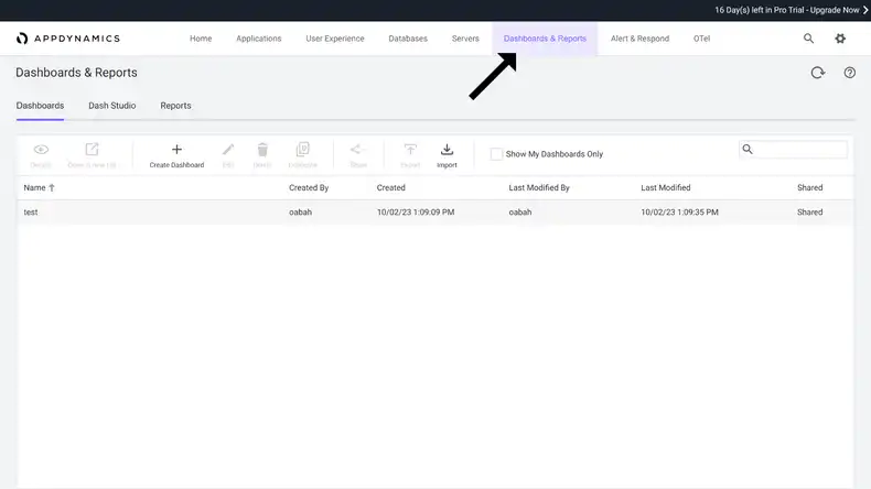 Appdynamics account home page.