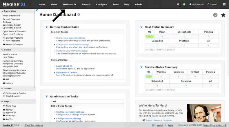 Nagios home dashboard