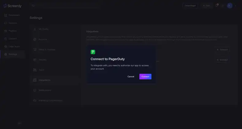 The PagerDuty Services setup page.